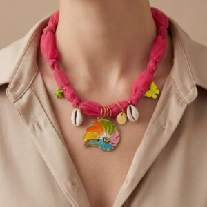 Nautilus Mesh Charm Necklace