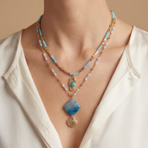 Azure Reef Layered Pendant Necklace