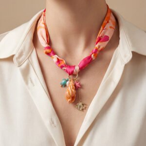 Coral Reef Silk Charm Necklace