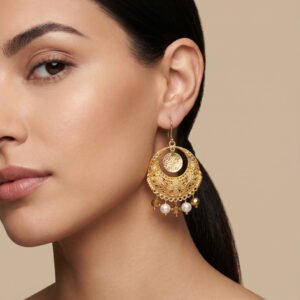Coin Charm Filigree Earrings