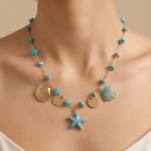Coastal Turquoise Charm Necklace