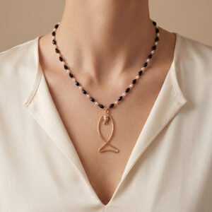 Midnight Pearl Fish Necklace